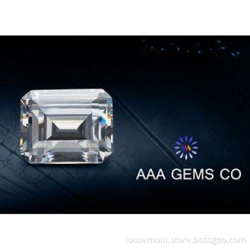 1.74ct Supper White Emerald Cut Moissanite Created 6mm x 8m